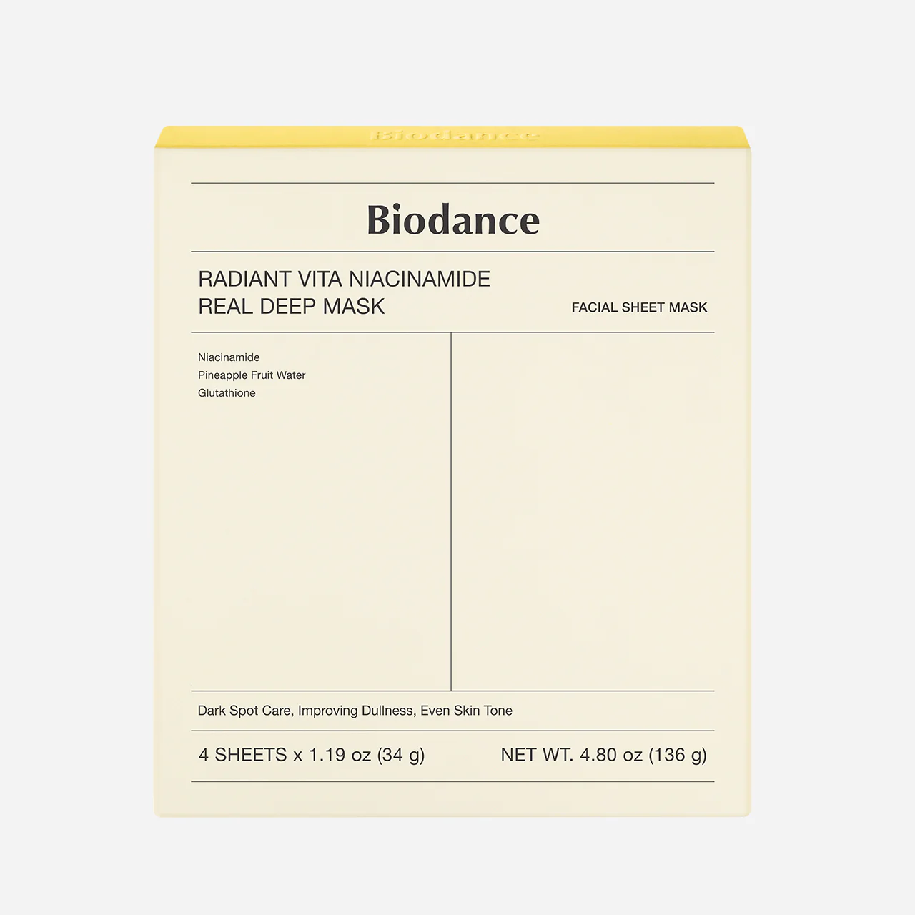 Biodance Radiant Vita Niacinamide Real Deep Mask 4 Piece Biodance Radiant Vita Niacinamide Real Deep Mask 4 Piece