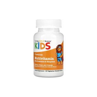 California Gold Nutrition Kids Chewables Multivitamin with Probiotics & Enzymes – Cherry, Grape, and Orange 60 Capsules
