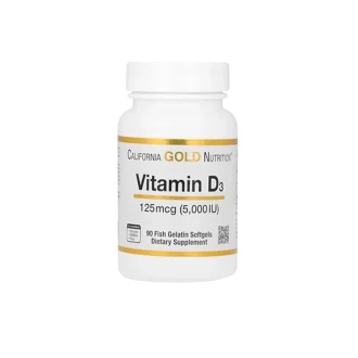 California Gold Nutrition Vitamin D3 125 mcg (5,000 IU) – 90 Fish Gelatin Softgels